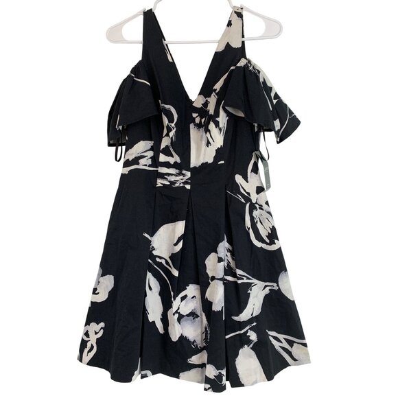 NWT Ralph Lauren 4P Black Floral Cold Shoulder Flutter Sleeve Dress RDD10667 - Picture 10 of 10